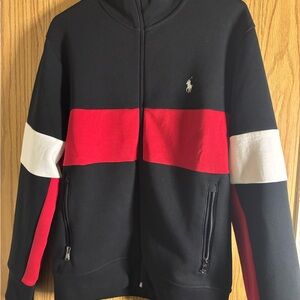 Ralph Lauren Black Jacket with Red Trim and Yellow Label